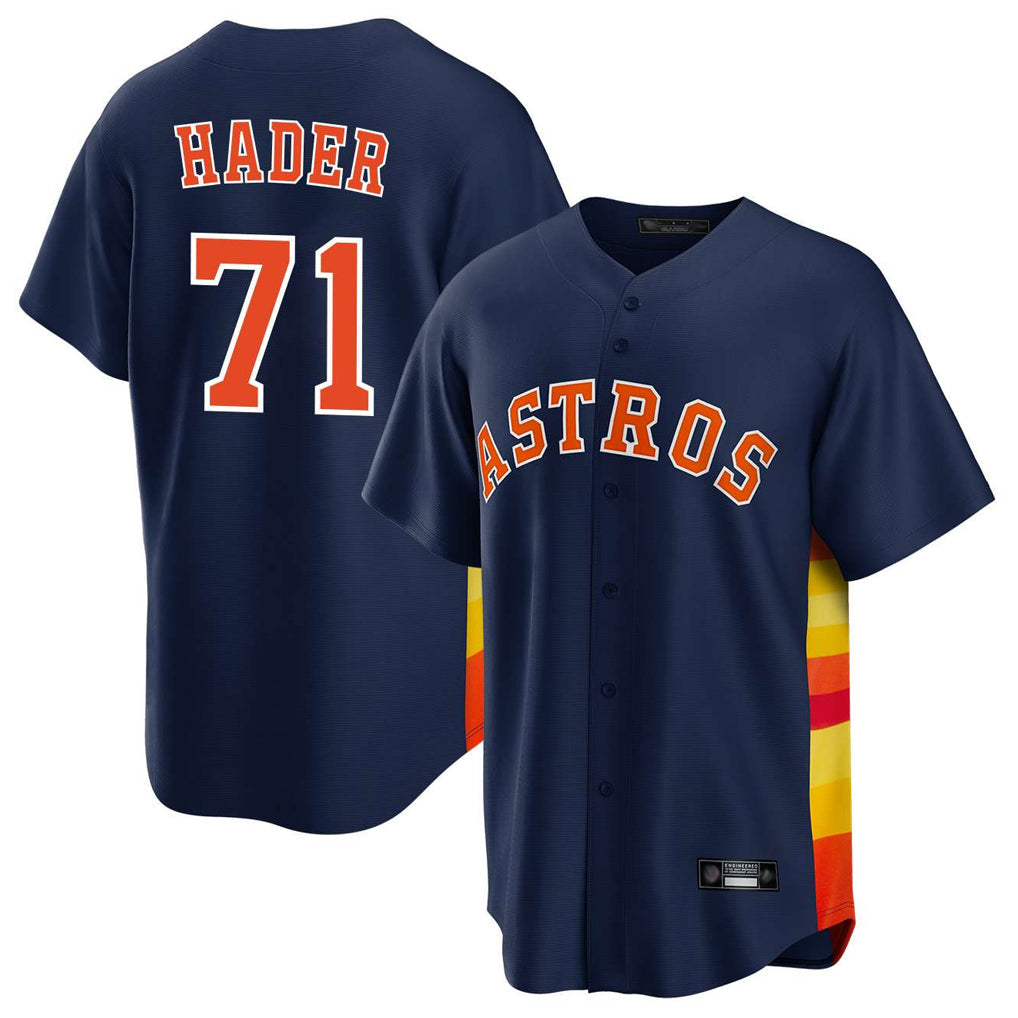 Elroe H.Astros #71 Josh Hader Player Navy Home Game Stitched Jerseys