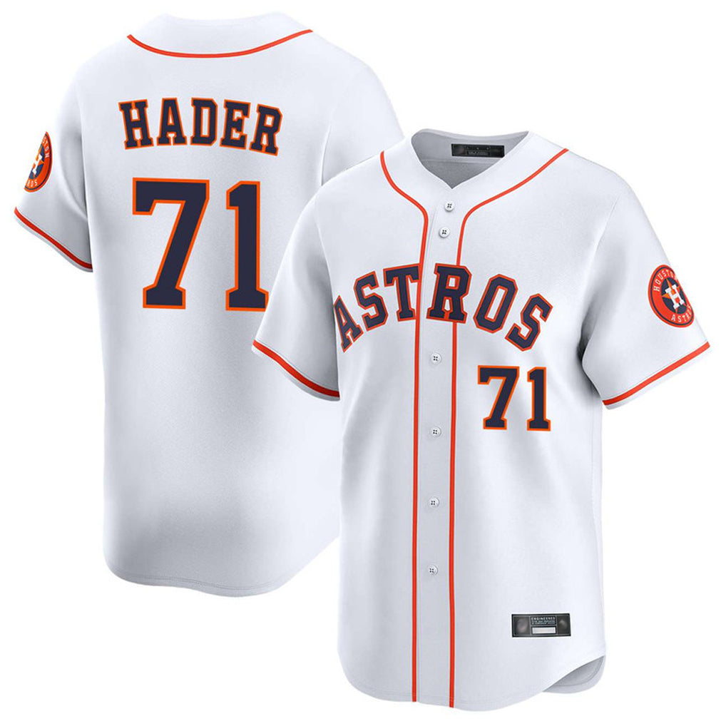 Elroe H.Astros #71 Josh Hader Player White Home Limited Stitched Jerseys