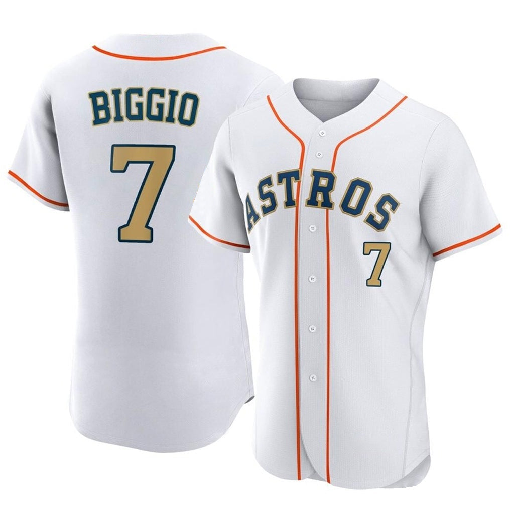 Elroe H.Astros #7 Craig Biggio Player Gold Collection Limited Elite Home Stitched Jerseys