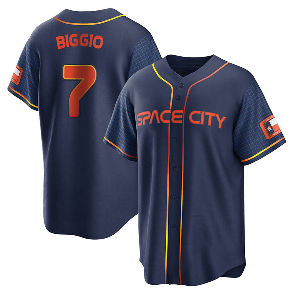 Elroe H.Astros #7 Craig Biggio Player Navy City Connect Home Game Stitched Jerseys
