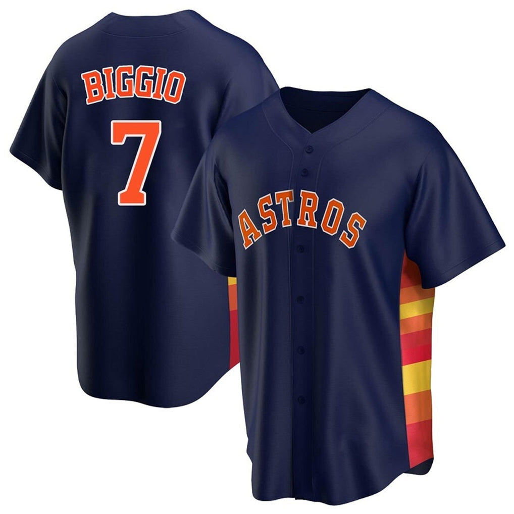 Elroe H.Astros #7 Craig Biggio Player Navy Home Game Stitched Jerseys