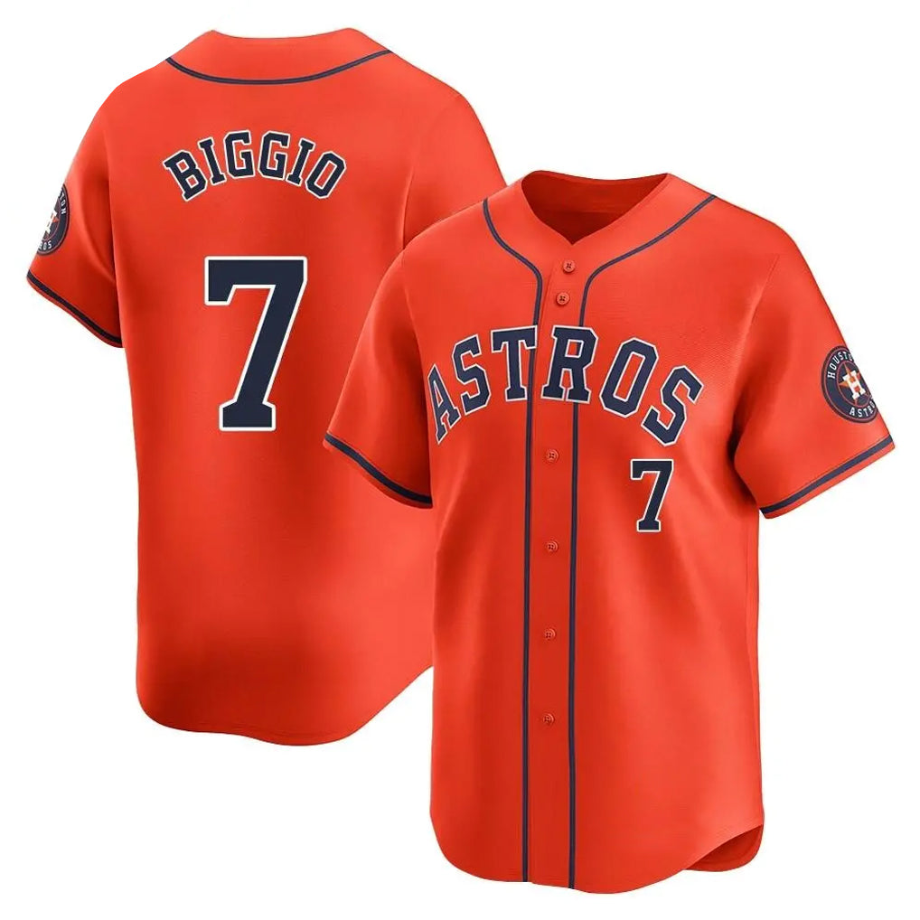 Elroe H.Astros #7 Craig Biggio Player Orange Home Limited Stitched Jerseys