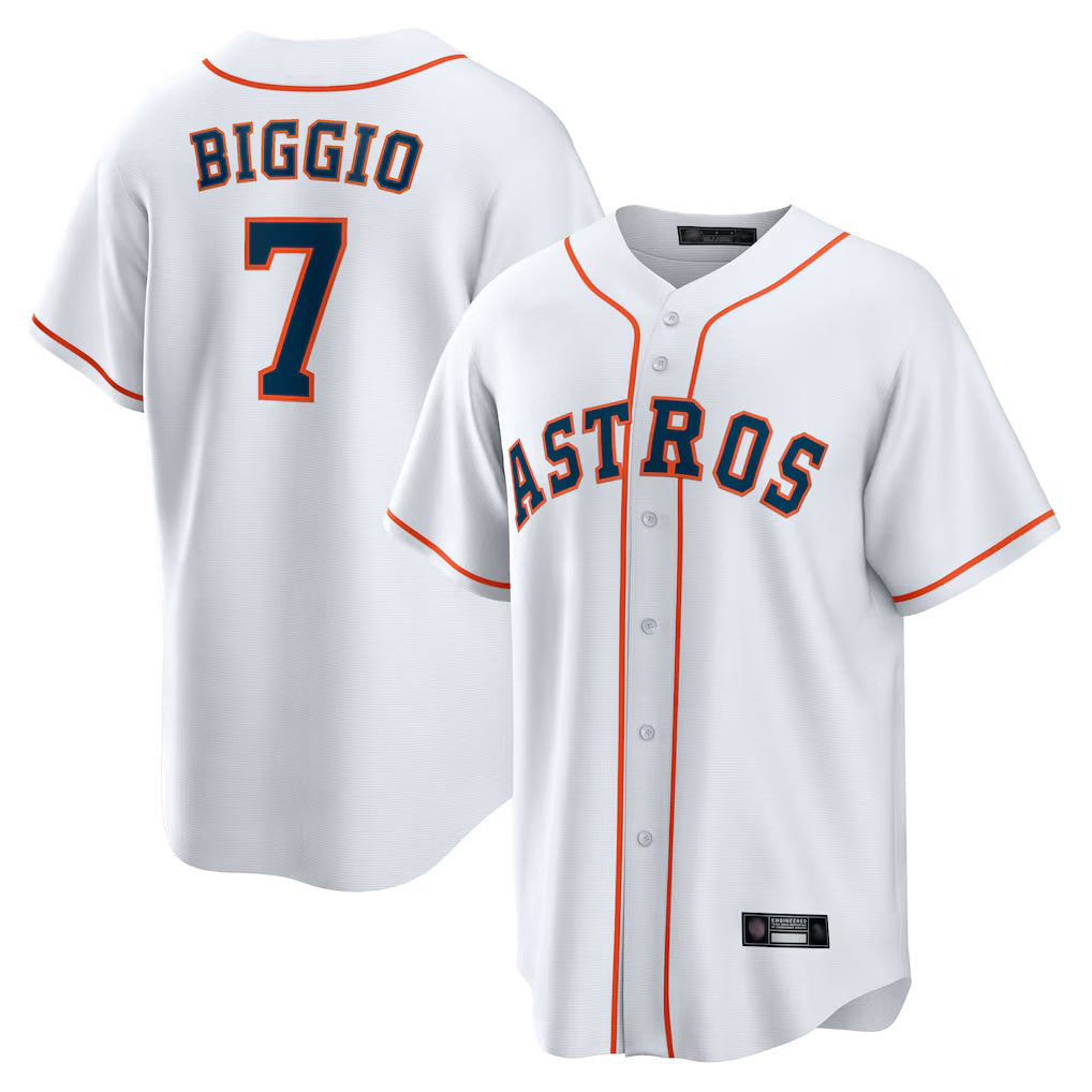Elroe H.Astros #7 Craig Biggio Player White Home Game Stitched Jerseys