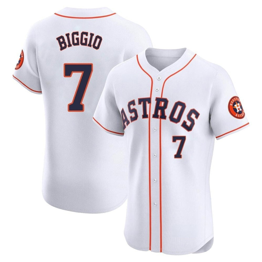 Elroe H.Astros #7 Craig Biggio Player White Limited Elite Home Stitched Jerseys