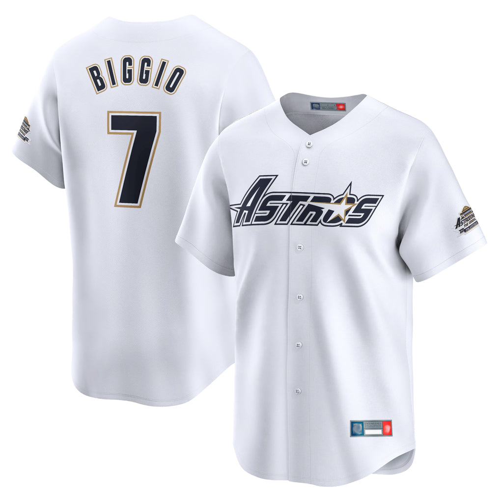 Elroe H.Astros #7 Craig Biggio Player White Throwback Cooperstown Collection Limited Stitched Jerseys