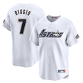 Elroe H.Astros #7 Craig Biggio Player White Throwback Cooperstown Collection Limited Stitched Jerseys