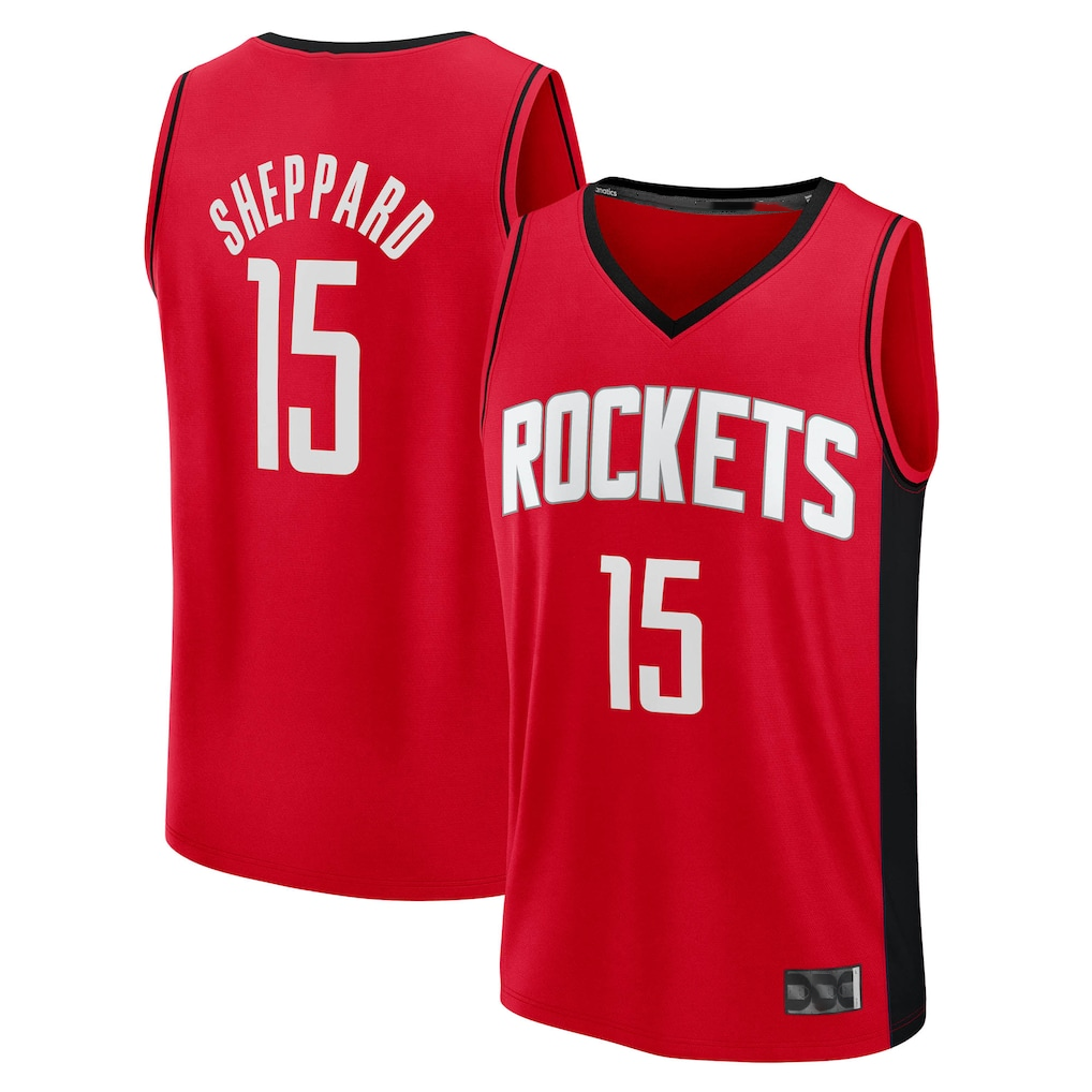 Elroe H.Rockets #15 Reed Sheppard Red Fast Break Replica Stitched Jerseys-Icon Edition