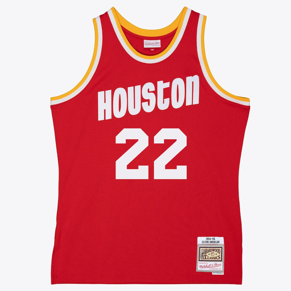 Elroe H.Rockets #22 Clyde Drexler Mitchell & Ness Red 1994-1995 Swingman Stitched Jerseys
