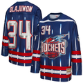 Elroe H.Rockets #34 Hakeem Olajuwon Mitchell & Ness Navy Maxxed Out Fashion Hockey Stitched Jerseys