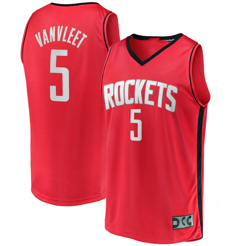 Elroe H.Rockets #5 Fred VanVleet Red Fast Break Replica Player Stitched Jerseys-Icon Edition