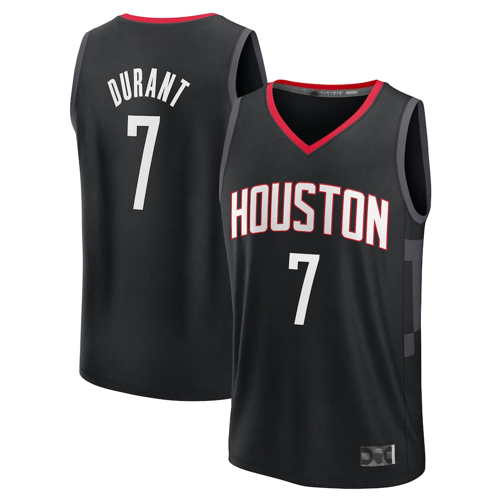 Elroe H.Rockets #7 Kevin Durant Black Fast Break Replica Player Stitched Jerseys-Statement Edition