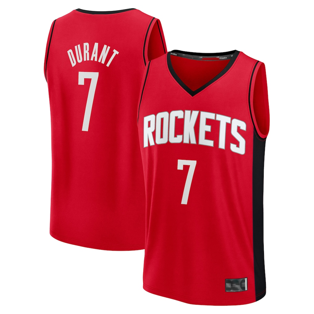 Elroe H.Rockets #7 Kevin Durant Red Fast Break Replica Player Stitched Jerseys-Icon Edition