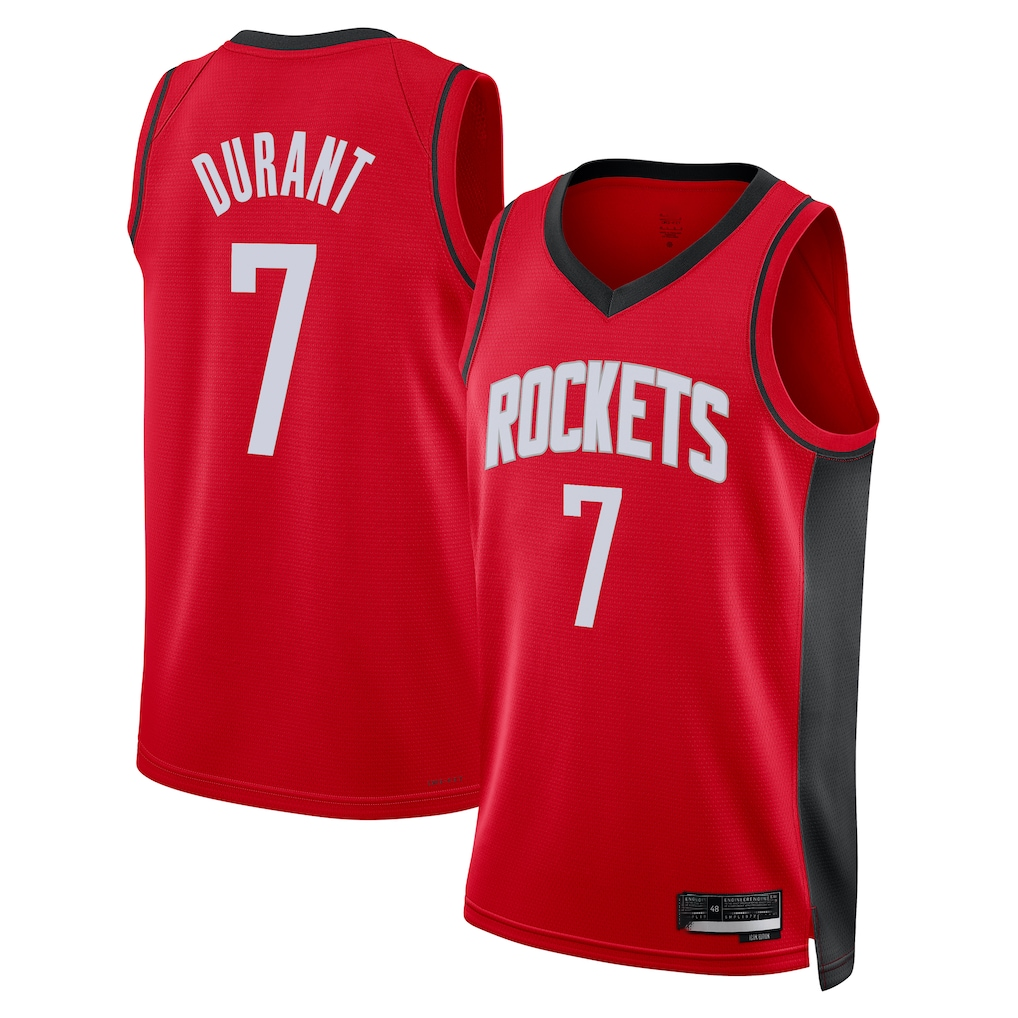 Elroe H.Rockets #7 Kevin Durant Red Swingman Player Stitched Jerseys-Icon Edition
