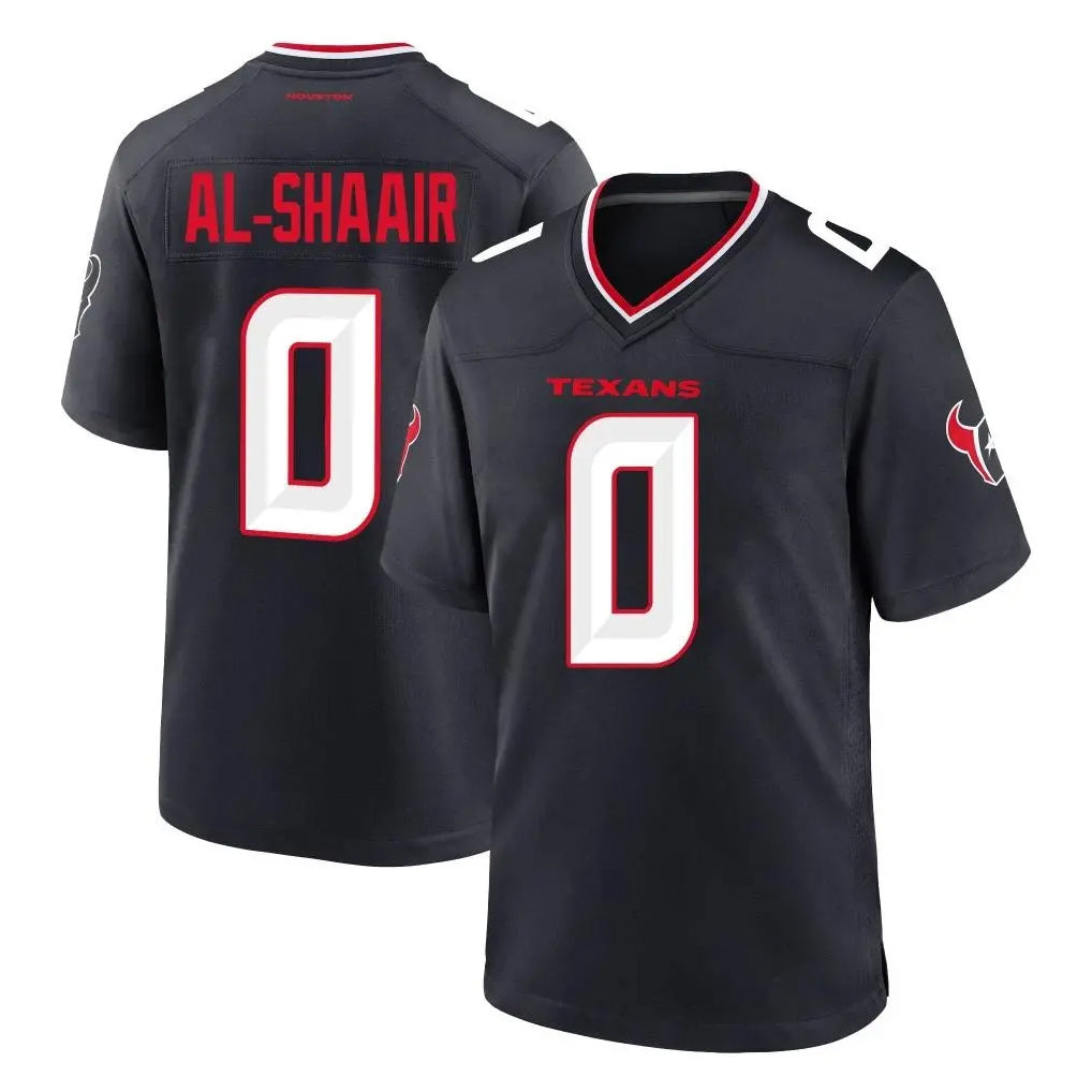 Elroe H.Texans #0 Azeez Al-Shaair Player Navy Team Home Game Stitched Jerseys