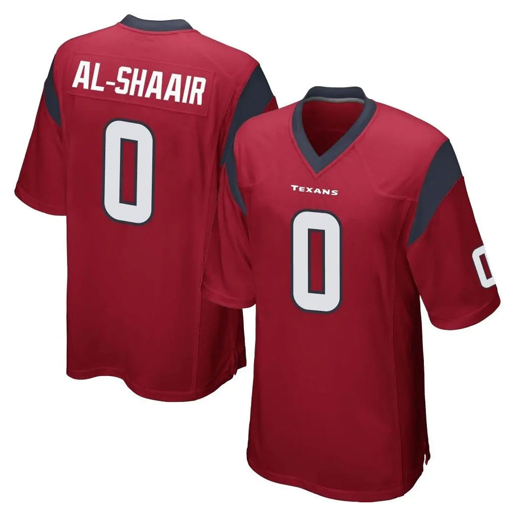 Elroe H.Texans #0 Azeez Al-Shaair Player Red Home Game Stitched Jerseys