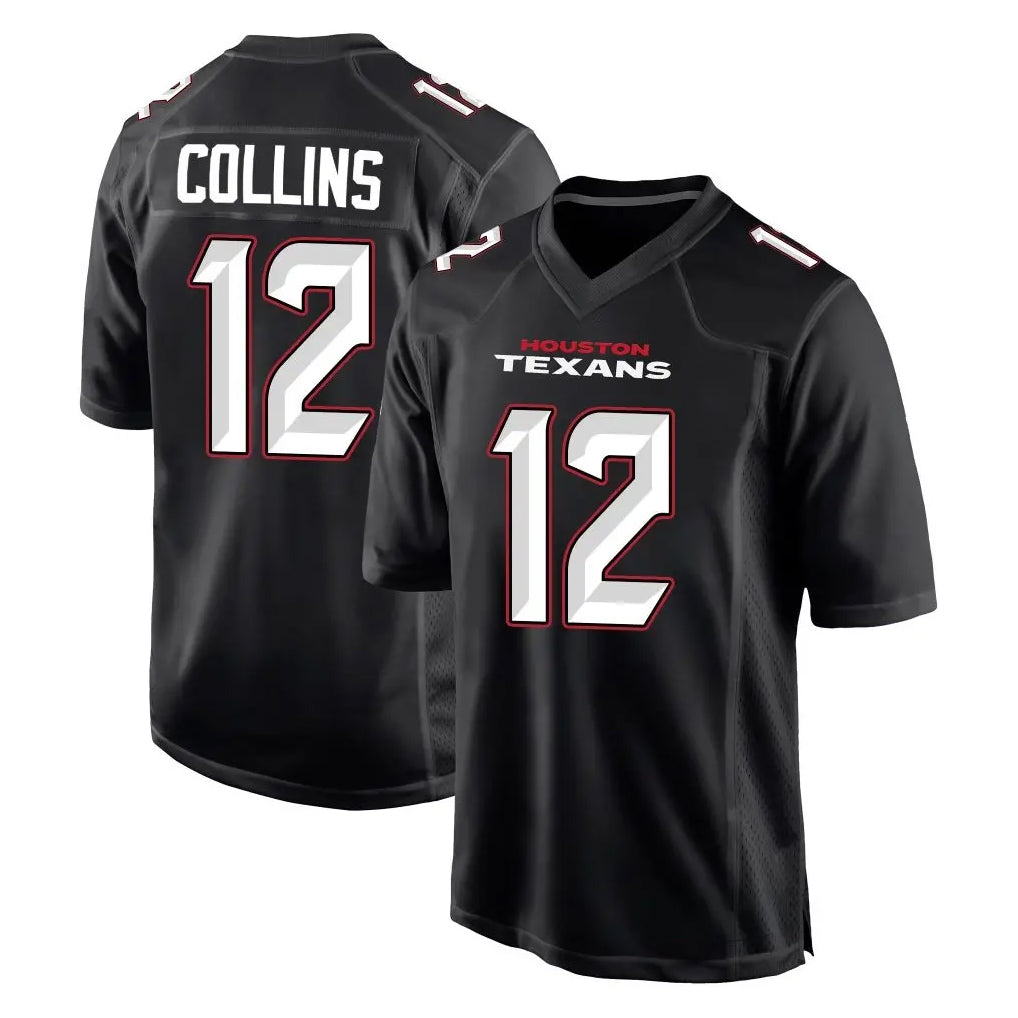 Elroe H.Texans #12 Nico Collins Player Carbon Black Fashion Home Game Stitched Jerseys