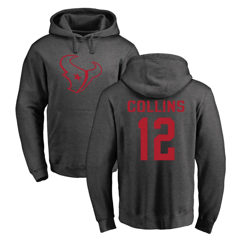 Elroe H.Texans #12 Nico Collins Player Gray Pro Line Pullover Hoodie Limited Game Stitched Jerseys
