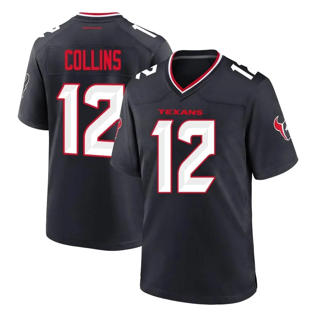 Elroe H.Texans #12 Nico Collins Player Navy Team Home Game Stitched Jerseys