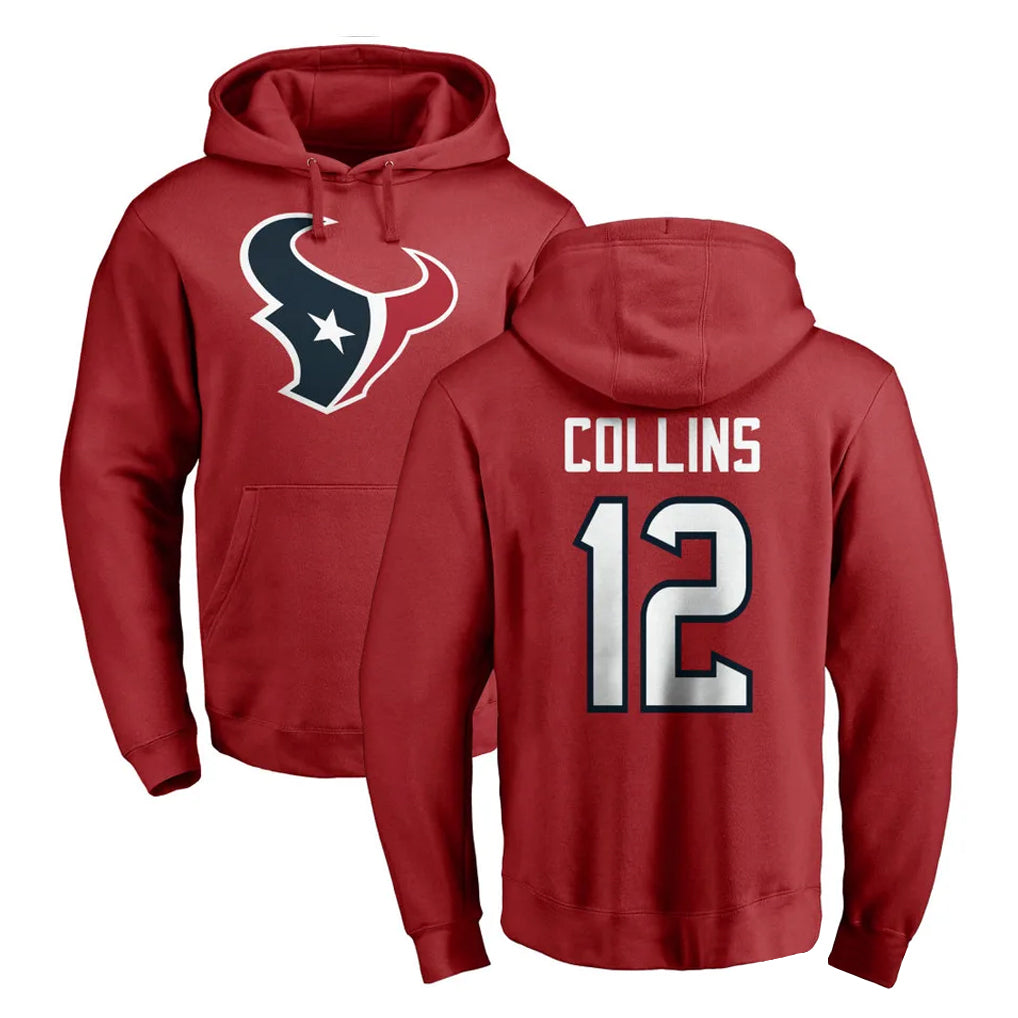 Elroe H.Texans #12 Nico Collins Player Red Pro Line Pullover Hoodie Limited Game Stitched Jerseys