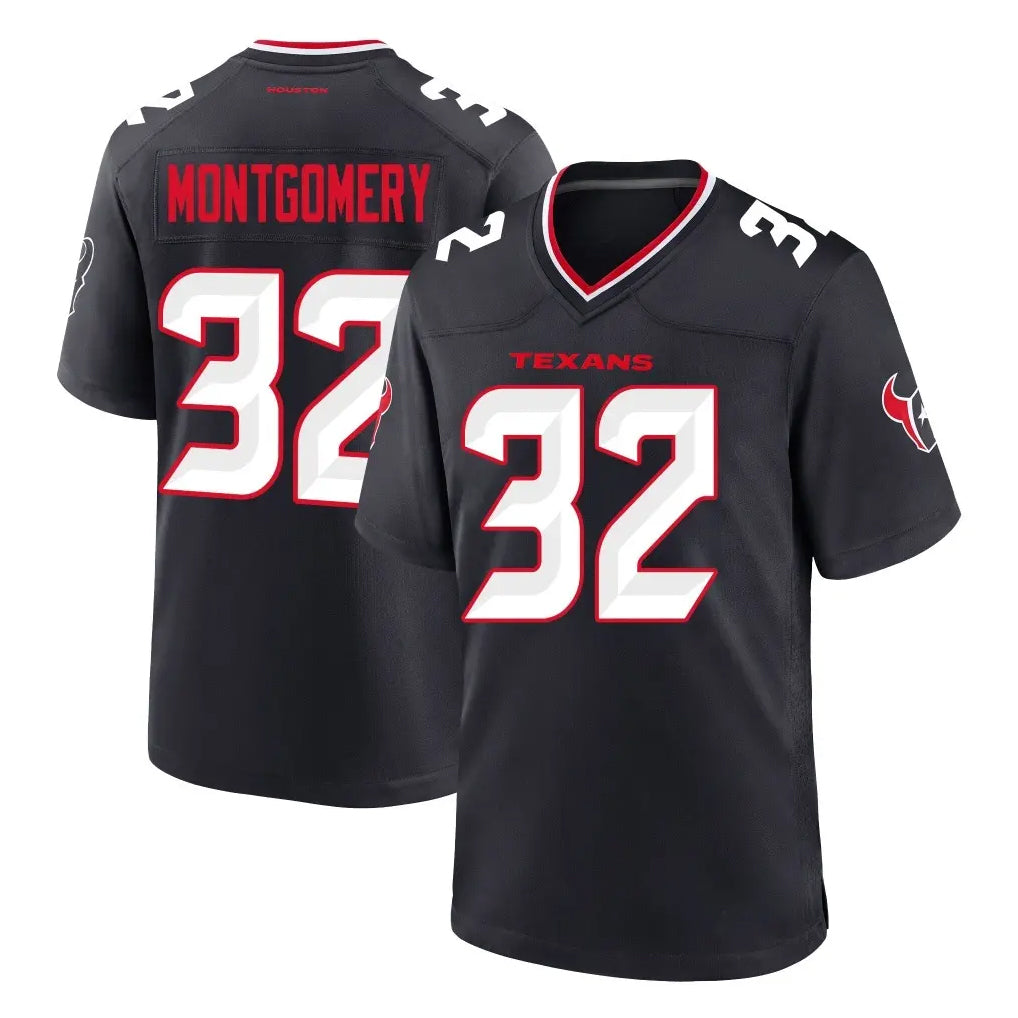 Elroe H.Texans #32 David Montgomery Player Navy Team Home Game Stitched Jerseys