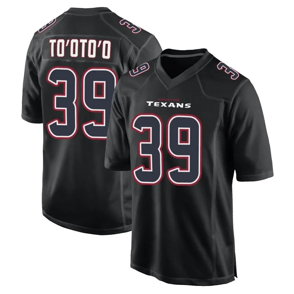 Elroe H.Texans #39 Henry To'oTo'o Player Black Fashion Home Game Stitched Jerseys