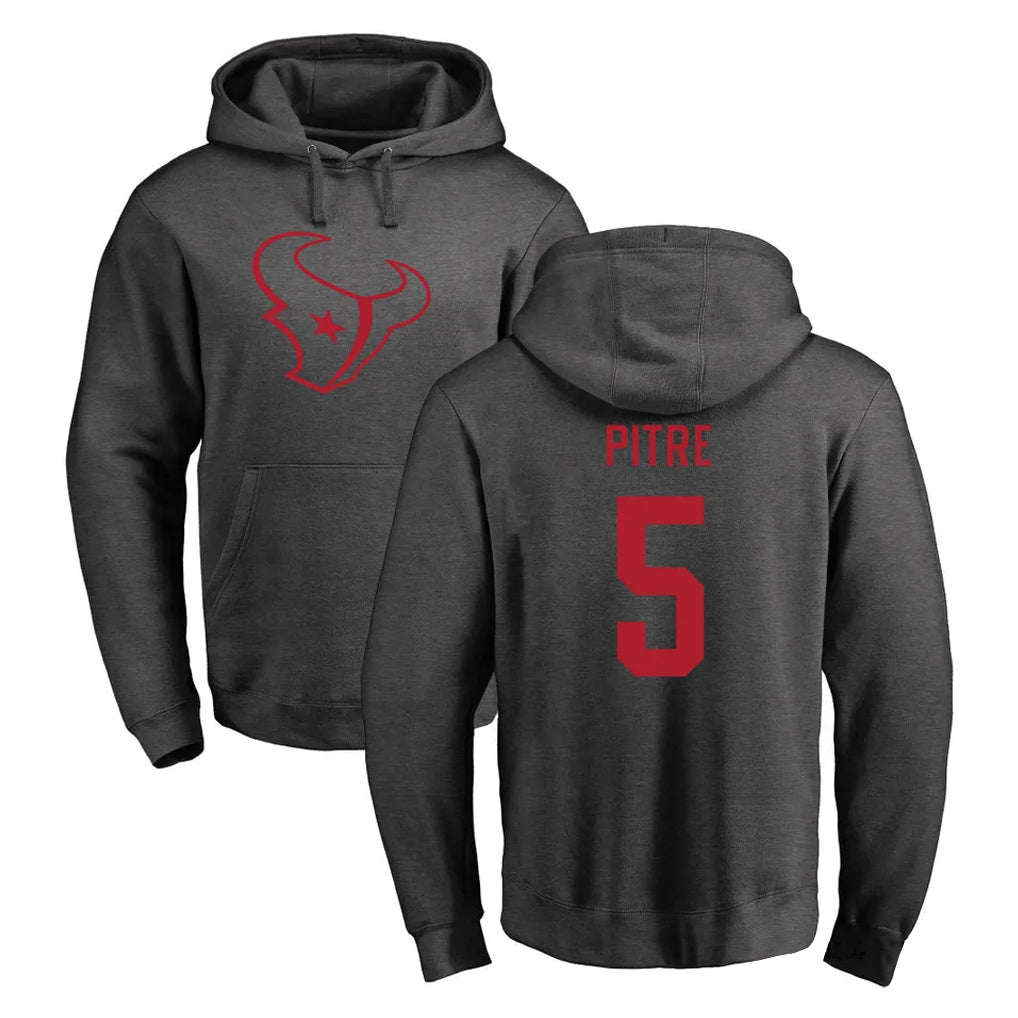 Elroe H.Texans #5 Jalen Pitre Player Gray Pro Line Pullover Hoodie Limited Game Stitched Jerseys