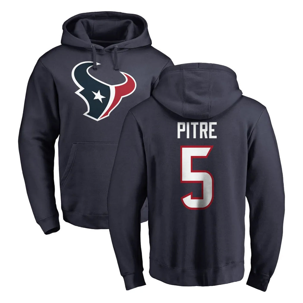 Elroe H.Texans #5 Jalen Pitre Player Navy Pro Line Pullover Hoodie Limited Game Stitched Jerseys