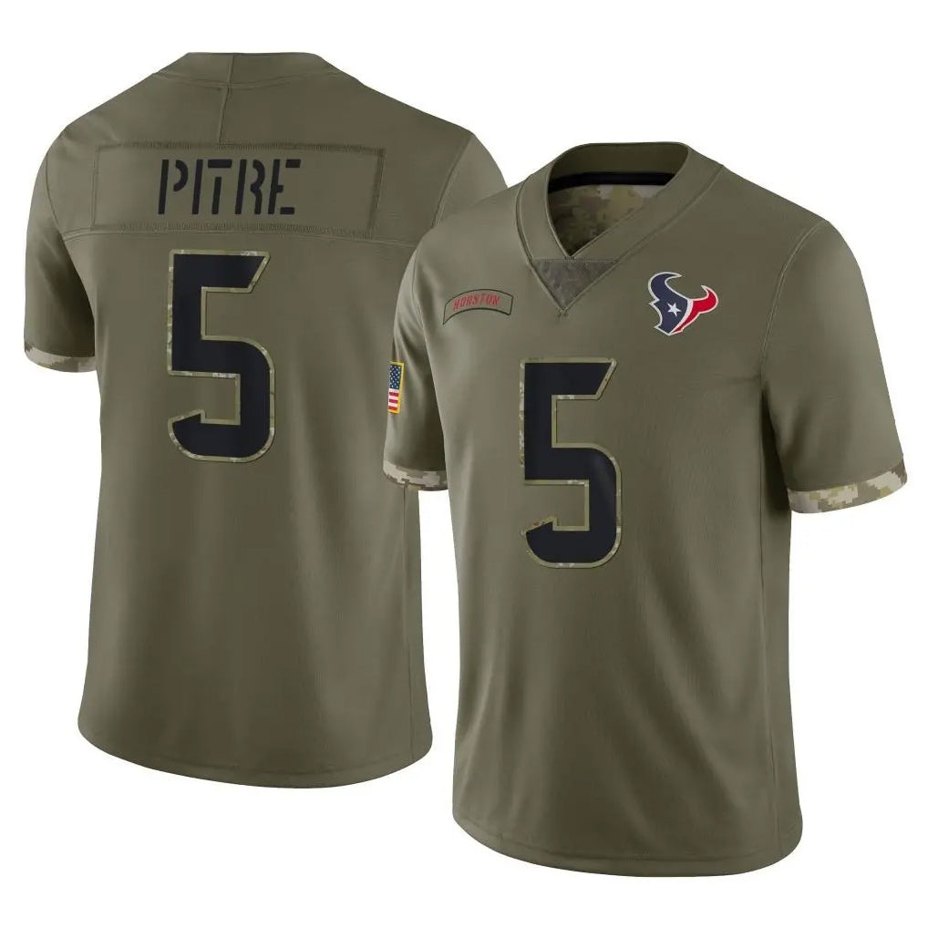 Elroe H.Texans #5 Jalen Pitre Player Olive Salute To Service Limited Stitched Jerseys