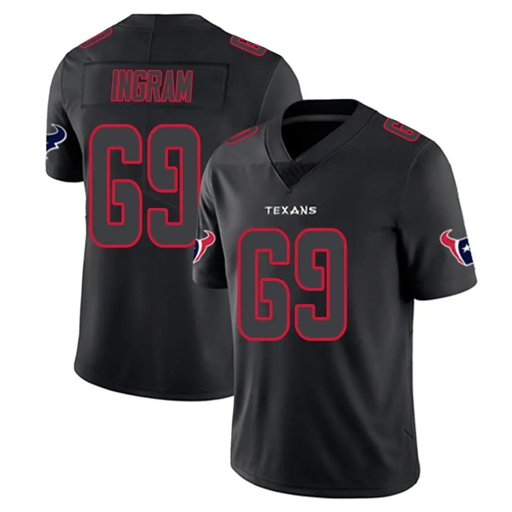 Elroe H.Texans #69 Ed Ingram Player Black Impact Limited Game Stitched Jerseys