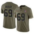 Elroe H.Texans #69 Ed Ingram Player Olive Salute To Service Limited Stitched Jerseys