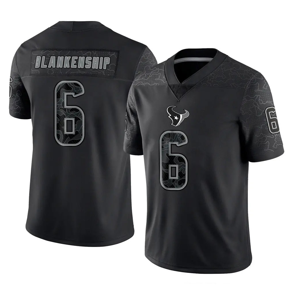 Elroe H.Texans #6 Reed Blankenship Player Black Reflective Limited Game Stitched Jerseys