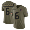 Elroe H.Texans #6 Reed Blankenship Player Olive 2025 Salute To Service Limited Game Stitched Jerseys