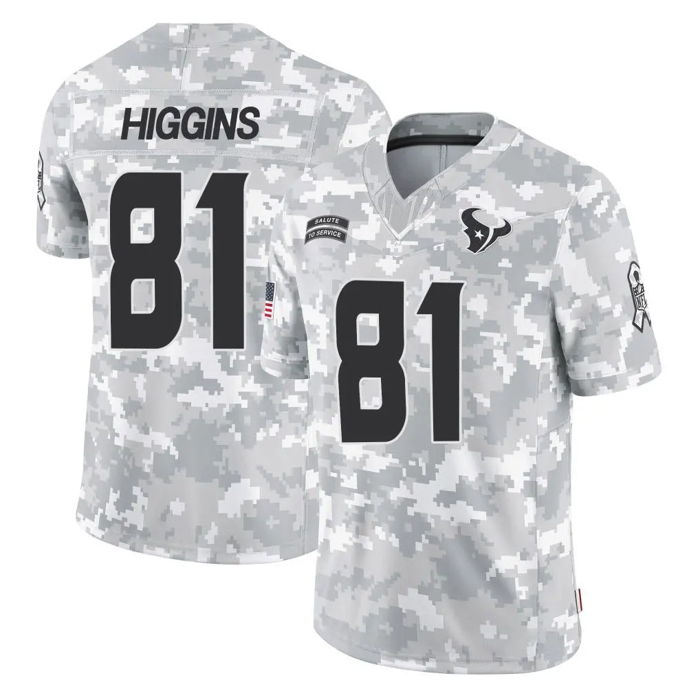 Elroe H.Texans #81 Jayden Higgins Player Arctic Camo Salute To Service Limited Game Stitched Jerseys