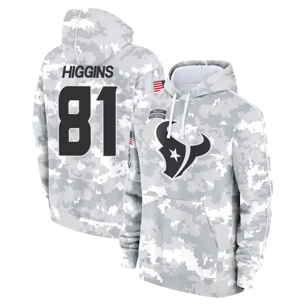 Elroe H.Texans #81 Jayden Higgins Player Arctic Camo Salute to Service Hoodies Limited Game Stitched Jerseys