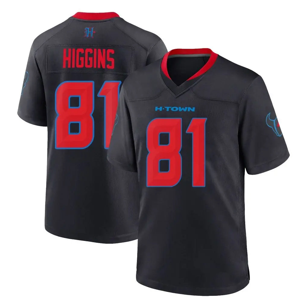 Elroe H.Texans #81 Jayden Higgins Player Navy 2nd Alternate Home Game Stitched Jerseys