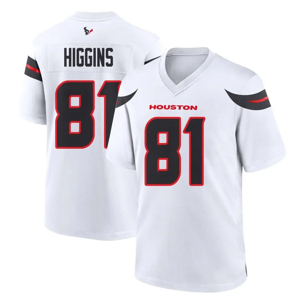 Elroe H.Texans #81 Jayden Higgins Player White Home Game Stitched Jerseys