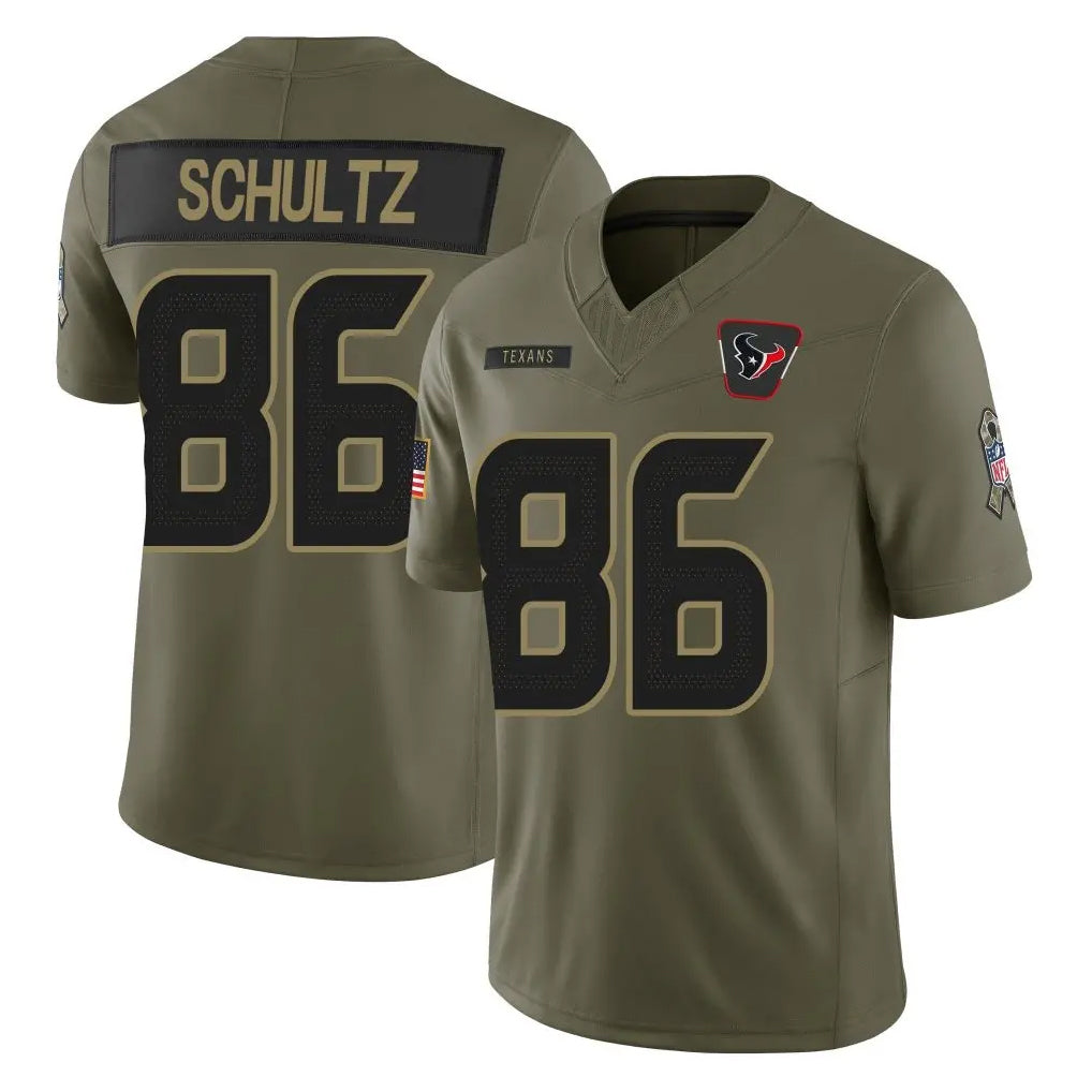 Elroe H.Texans #86 Dalton Schultz Player Olive 2025 Salute To Service Limited Game Stitched Jerseys