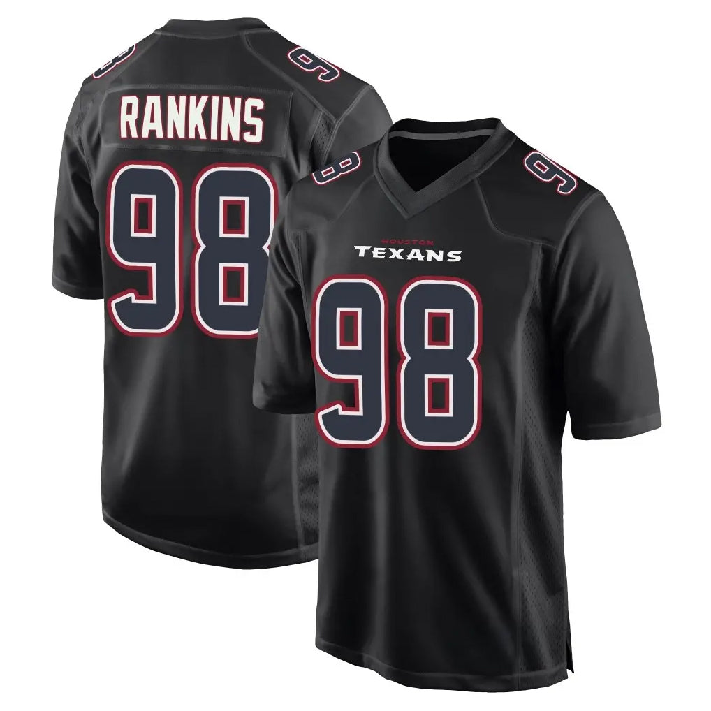 Elroe H.Texans #98 Sheldon Rankins Player Black Fashion Home Game Stitched Jerseys