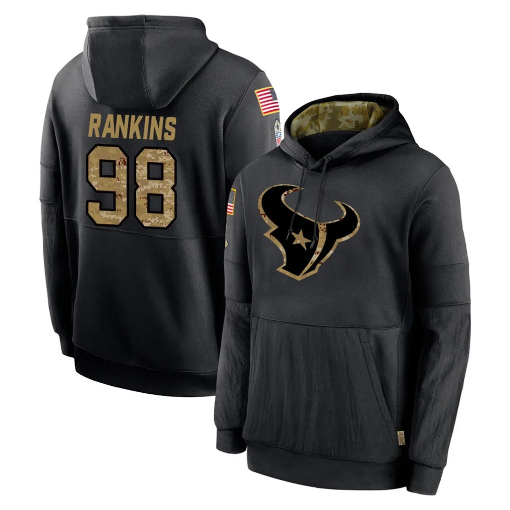 Elroe H.Texans #98 Sheldon Rankins Player Black Salute to Service Hoodies Limited Game Stitched Jerseys