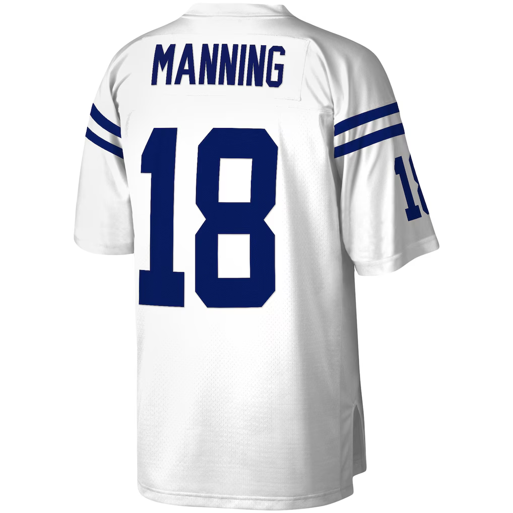 Elroe IN.Colts #18 Peyton Manning Mitchell & Ness White Legacy Replica Jersey