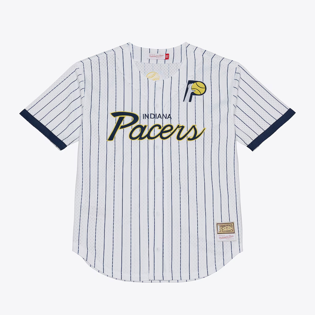 Elroe I.Pacers Mitchell & Ness White Head Coach Pinstripe Mesh Full-Button Baseball Jerseys