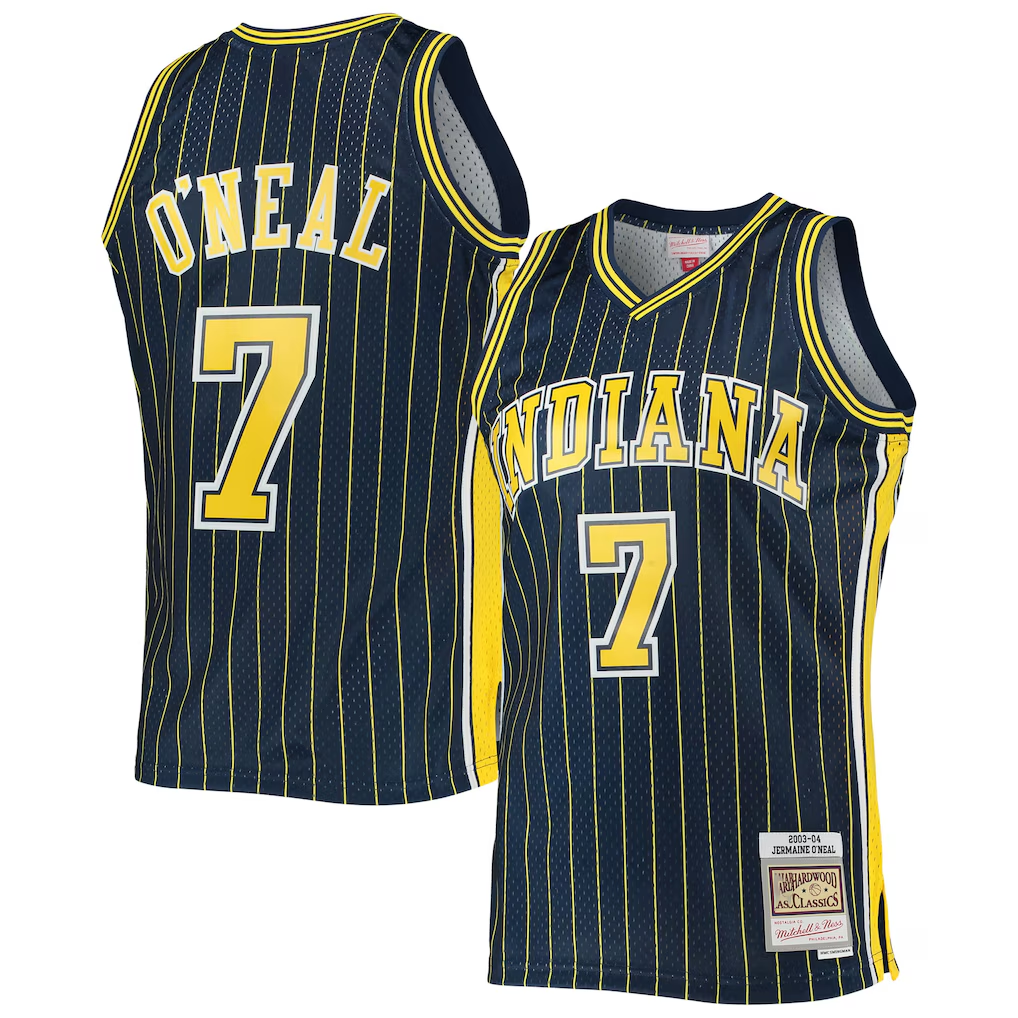 Elroe I.Pacers #7 Jermaine O'Neal Mitchell & Ness Navy 200304 Hardwood Classics Swingman Jerseys