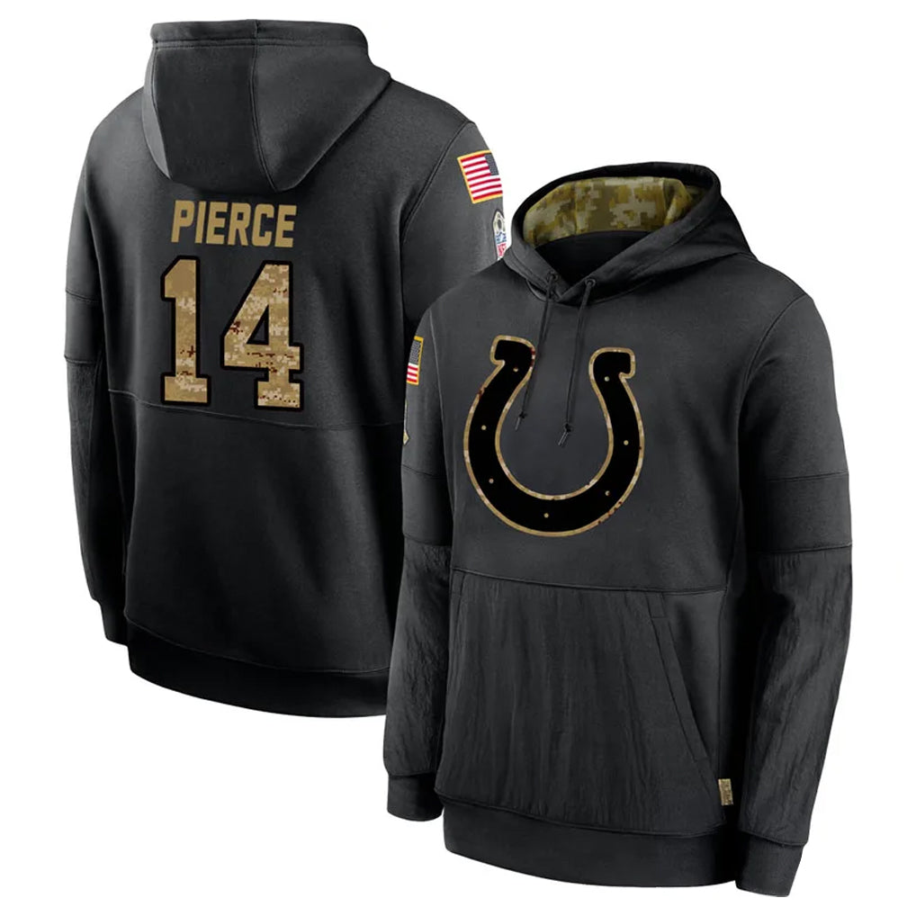 Elroe IN.Colts #14 Alec Pierce Player Black Salute to Service Hoodies Limited Game Stitched Jerseys