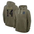 Elroe IN.Colts #14 Alec Pierce Player Olive Salute to Service Pullover Hoodies Limited Stitched Jerseys