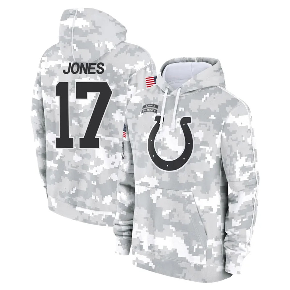 Elroe IN.Colts #17 Daniel Jones Player Arctic Camo Salute to Service Hoodies Limited Game Stitched Jerseys