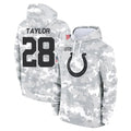 Elroe IN.Colts #28 Jonathan Taylor Player Arctic Camo Salute to Service Hoodies Limited Game Stitched Jerseys