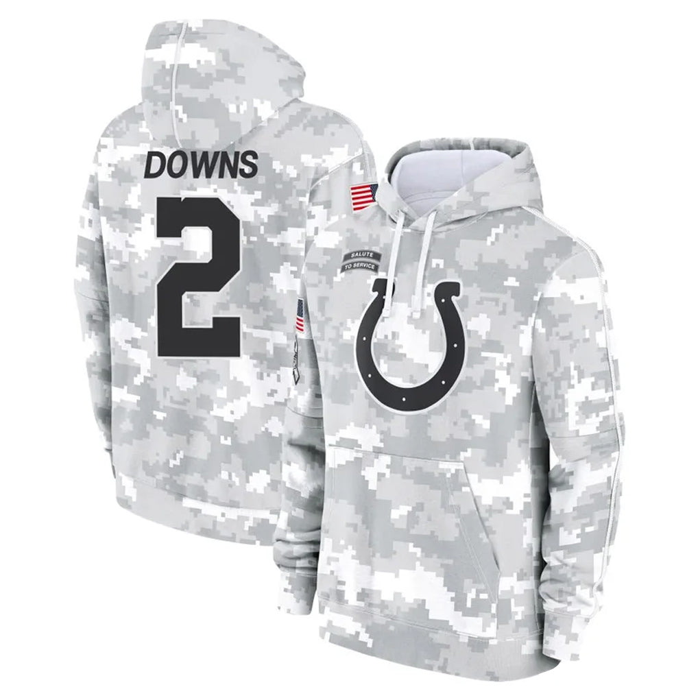 Elroe IN.Colts #2 Josh Downs Player Arctic Camo Salute to Service Hoodies Limited Game Stitched Jerseys