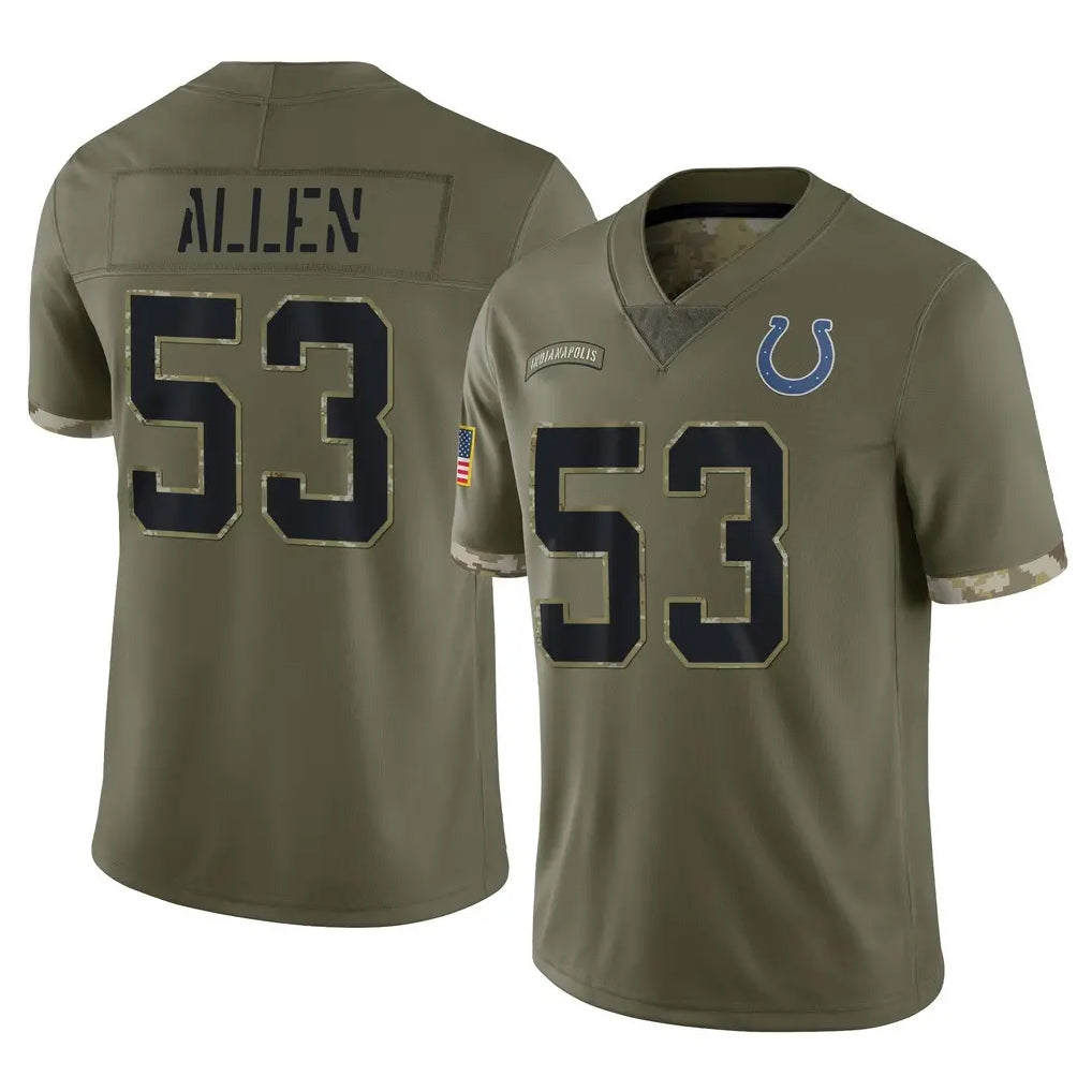 Elroe IN.Colts #53 CJ Allen Player Olive Salute To Service Limited Stitched Jerseys