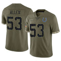 Elroe IN.Colts #53 CJ Allen Player Olive Salute To Service Limited Stitched Jerseys