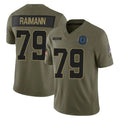Elroe IN.Colts #79 Bernhard Raimann Player Olive 2025 Salute To Service Limited Game Stitched Jerseys